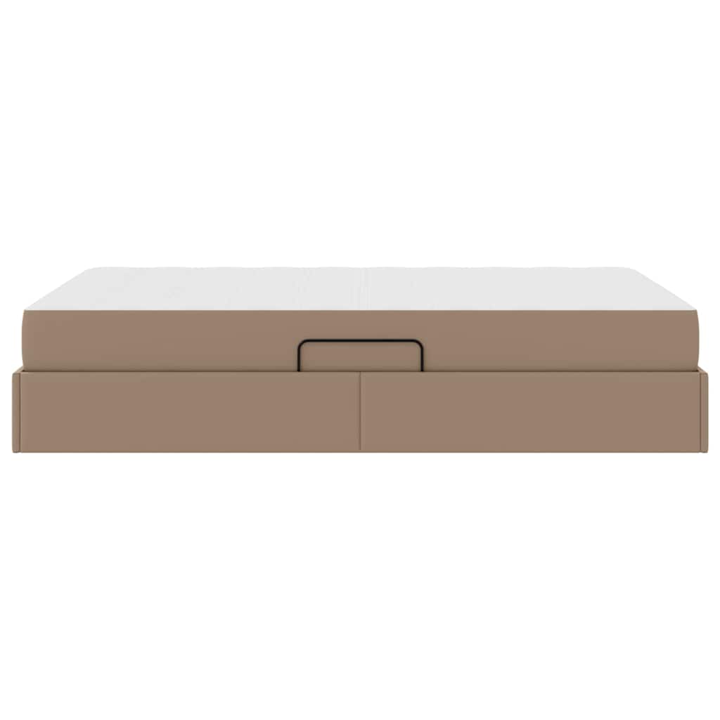 vidaXL Κρεβάτι με αποθηκευτικό χώρο και στρώμα 2 pcs Καπουτσίνο Δέρμα