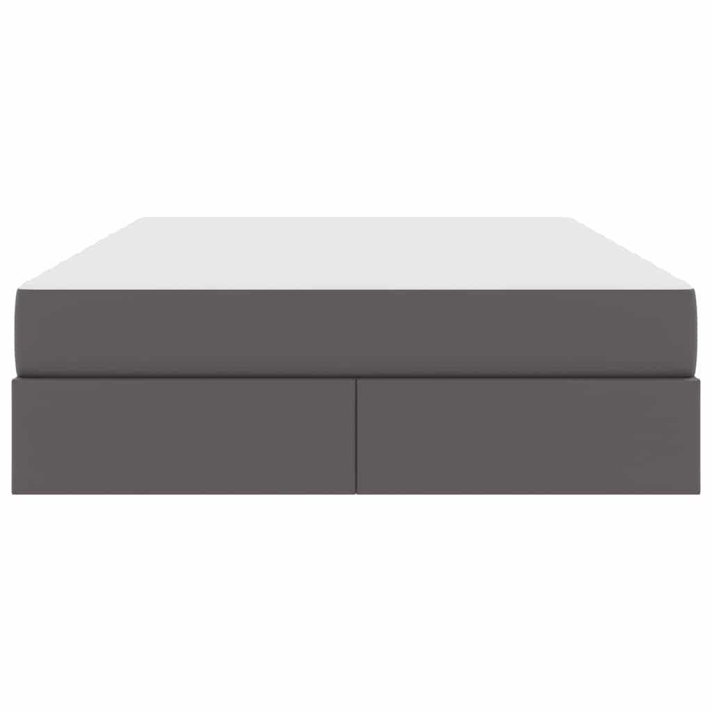 vidaXL Κρεβάτι με αποθηκευτικό χώρο και στρώμα 2 pcs Γκρι Δέρμα