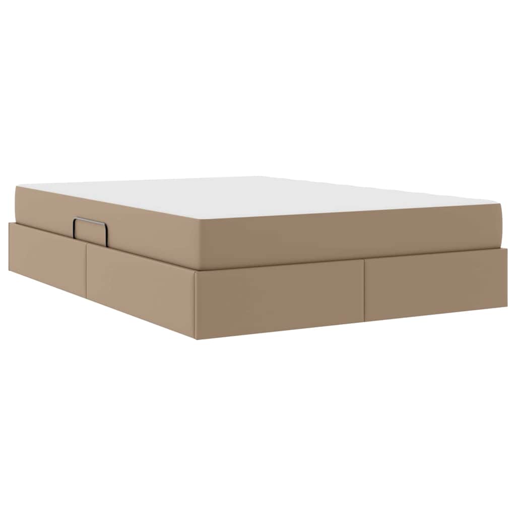 vidaXL Κρεβάτι με αποθηκευτικό χώρο και στρώμα 2 pcs Καπουτσίνο Δέρμα