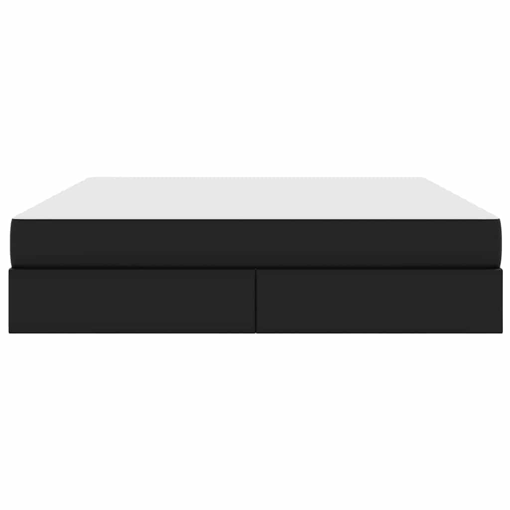 vidaXL Κρεβάτι με αποθηκευτικό χώρο και στρώμα 2 pcs Μαύρο Δέρμα