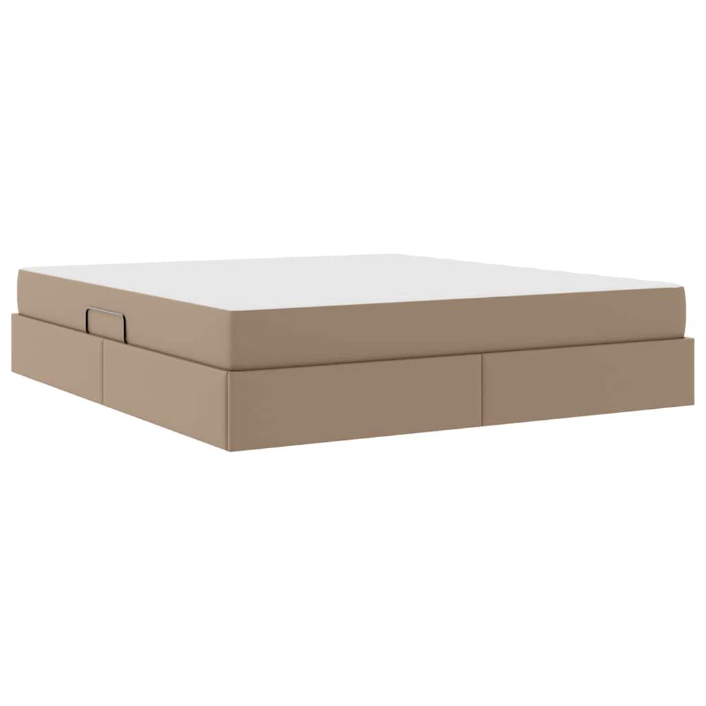 vidaXL Κρεβάτι με αποθηκευτικό χώρο και στρώμα 2 pcs Καπουτσίνο Δέρμα