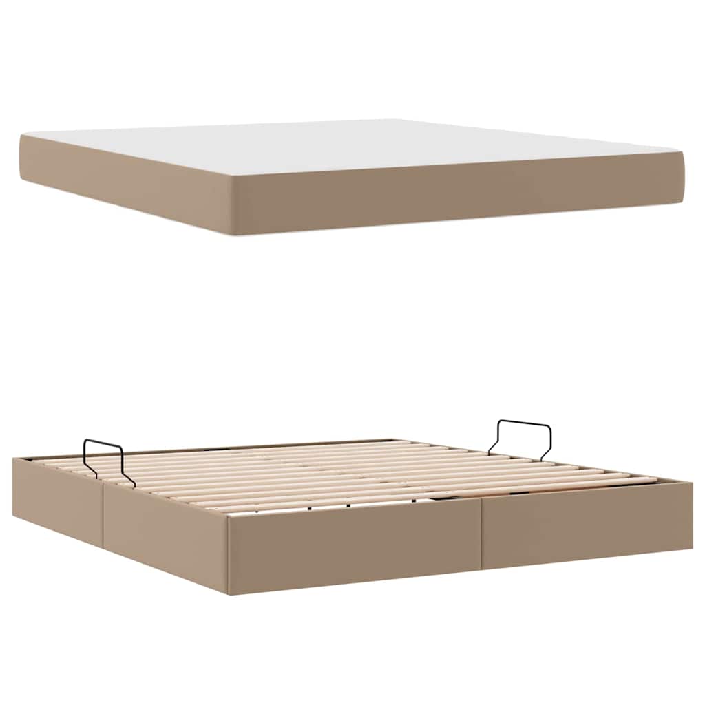 vidaXL Κρεβάτι με αποθηκευτικό χώρο και στρώμα 2 pcs Καπουτσίνο Δέρμα