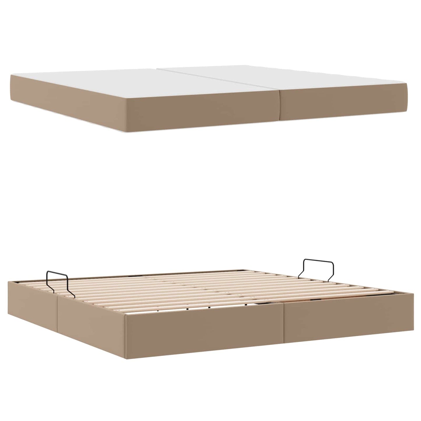 vidaXL Κρεβάτι με αποθηκευτικό χώρο και στρώμα 2 pcs Καπουτσίνο Δέρμα