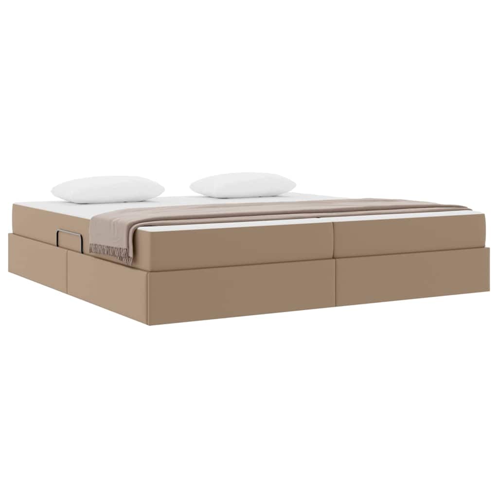 vidaXL Κρεβάτι με αποθηκευτικό χώρο και στρώμα 2 pcs Καπουτσίνο Δέρμα