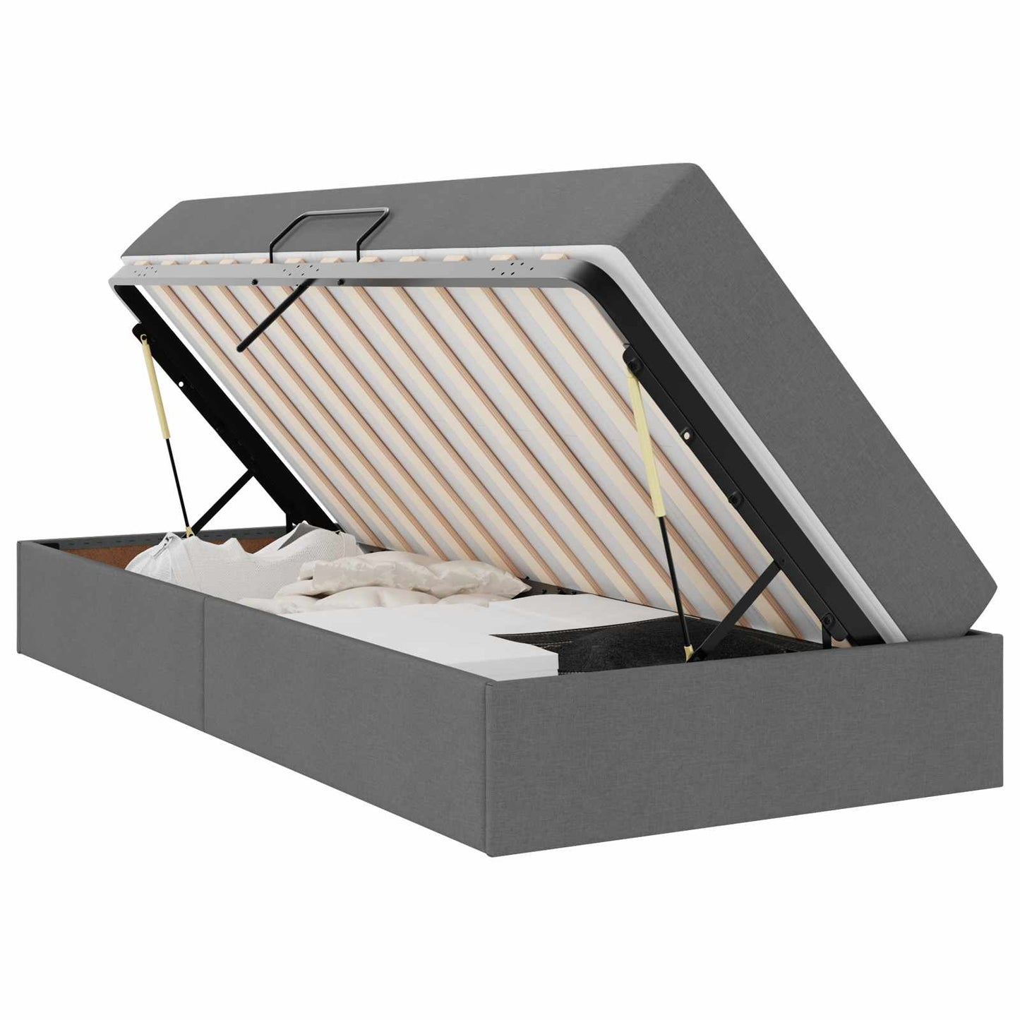 vidaXL Κρεβάτι με αποθηκευτικό χώρο και στρώμα Σκούρο Γκρι 90 x 190 cm