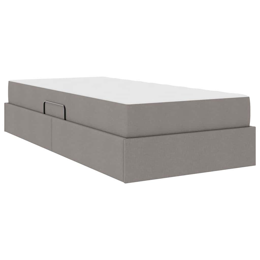 vidaXL Κρεβάτι με αποθηκευτικό χώρο και στρώμα Taupe 90 x 190 cm