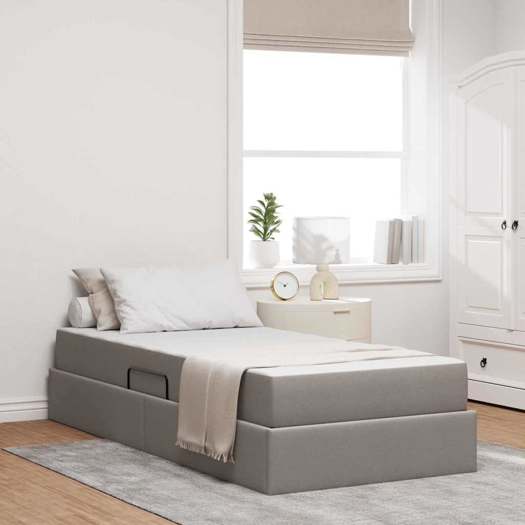 vidaXL Κρεβάτι με αποθηκευτικό χώρο και στρώμα Taupe 90 x 200 cm