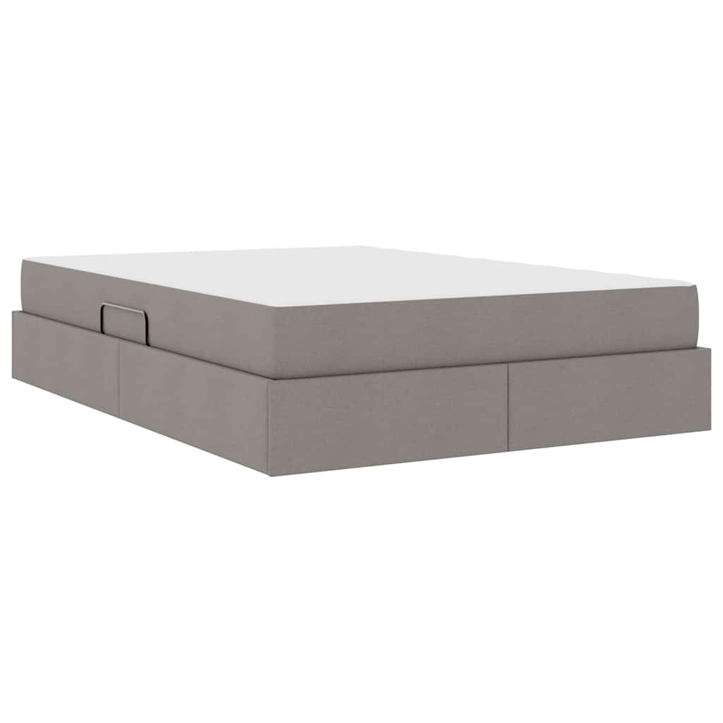 vidaXL Κρεβάτι με αποθηκευτικό χώρο και στρώμα Taupe 140 x 200 cm