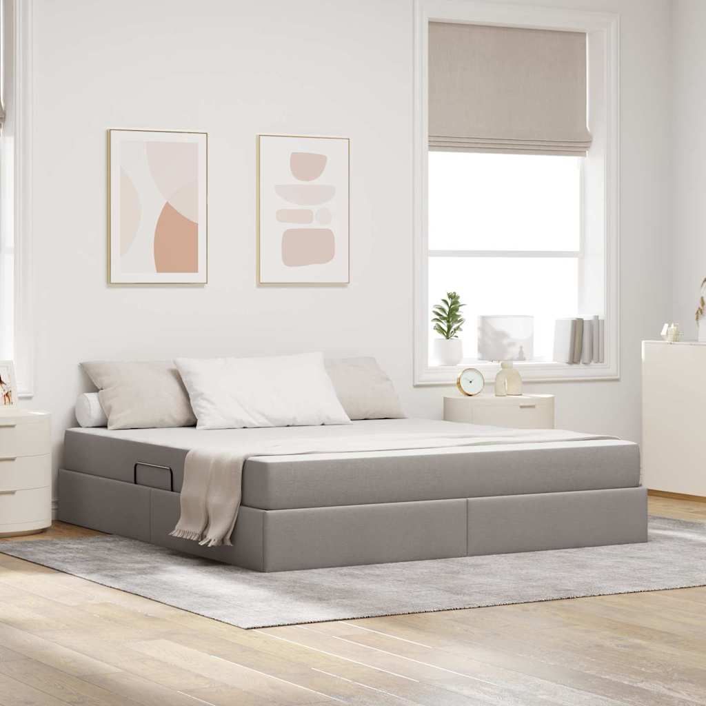 vidaXL Κρεβάτι με αποθηκευτικό χώρο και στρώμα Taupe 160 x 200 cm