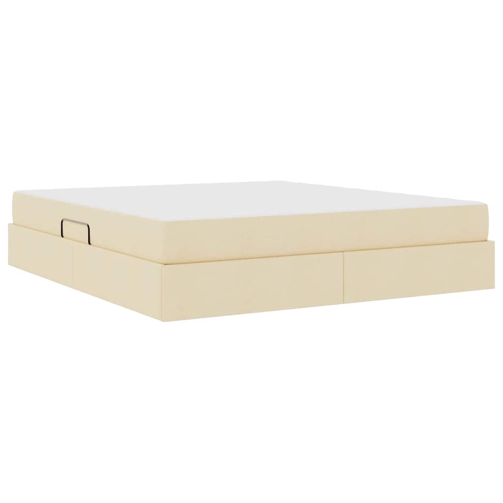 vidaXL Κρεβάτι με αποθηκευτικό χώρο και στρώμα Κρεμ 180 x 200 cm