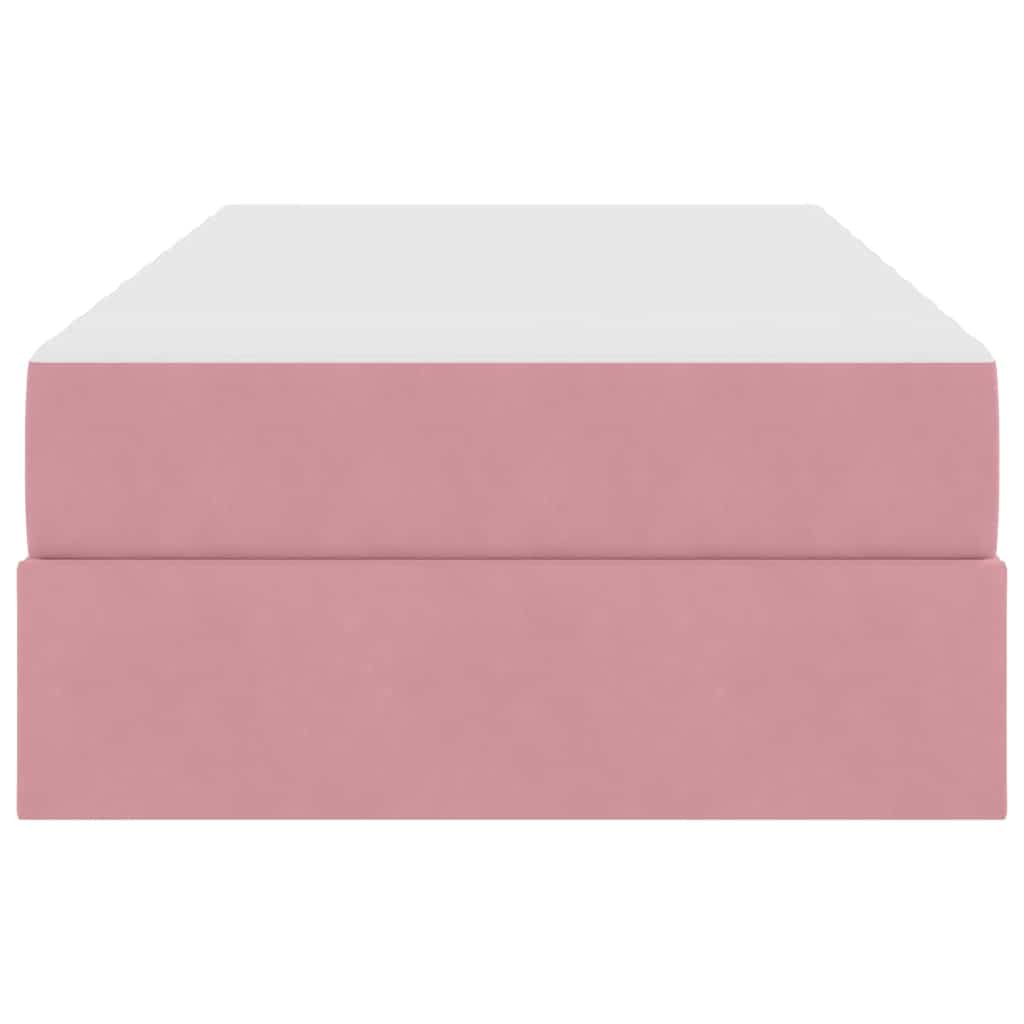 vidaXL Κρεβάτι με αποθηκευτικό χώρο και στρώμα Ροζ 90 x 190 cm Βελούδο