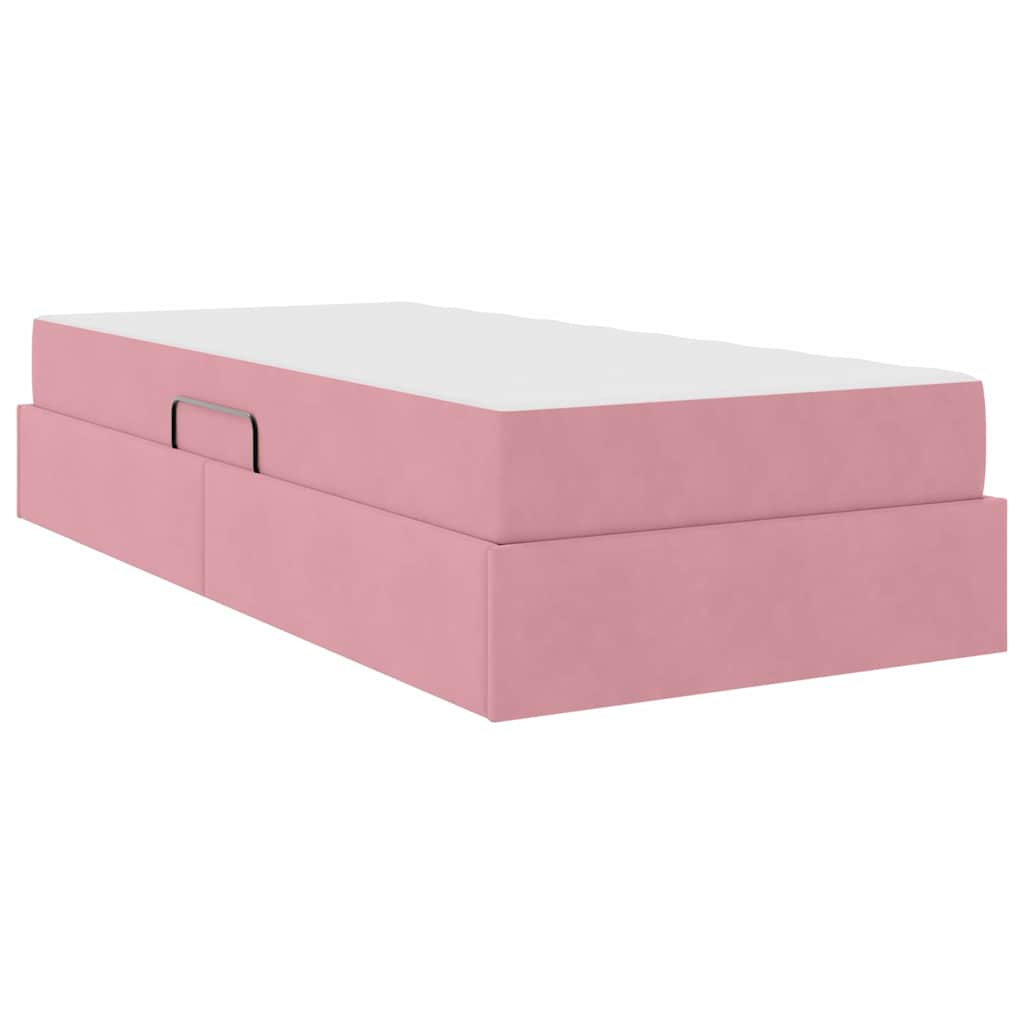 vidaXL Κρεβάτι με αποθηκευτικό χώρο και στρώμα Ροζ 100 x 200 cm