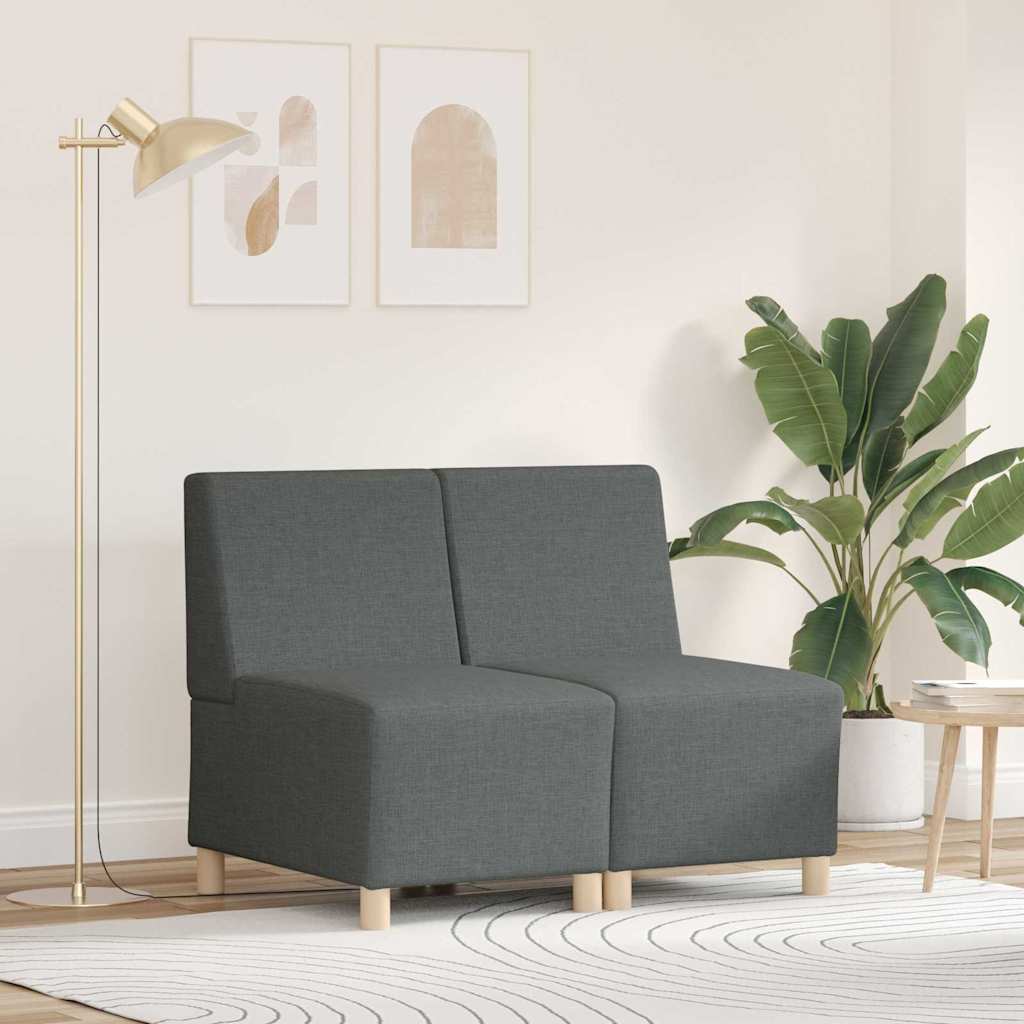 vidaXL Μοναδικός Καναπές χωρίς Χερούλια 2 pcs Σκούρο Γκρι
