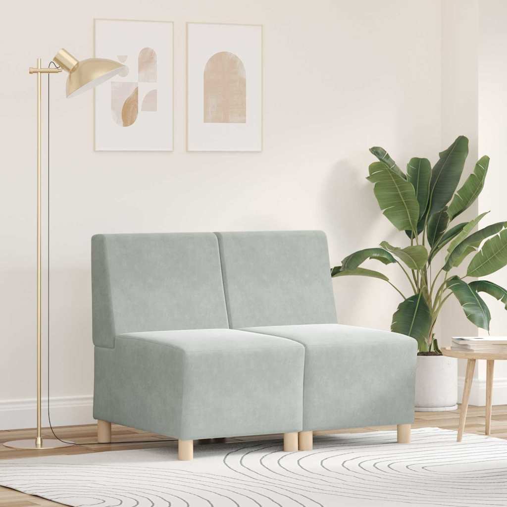 vidaXL Μοναδικός Καναπές χωρίς Χερούλια 2 pcs Ανοιχτό γκρι