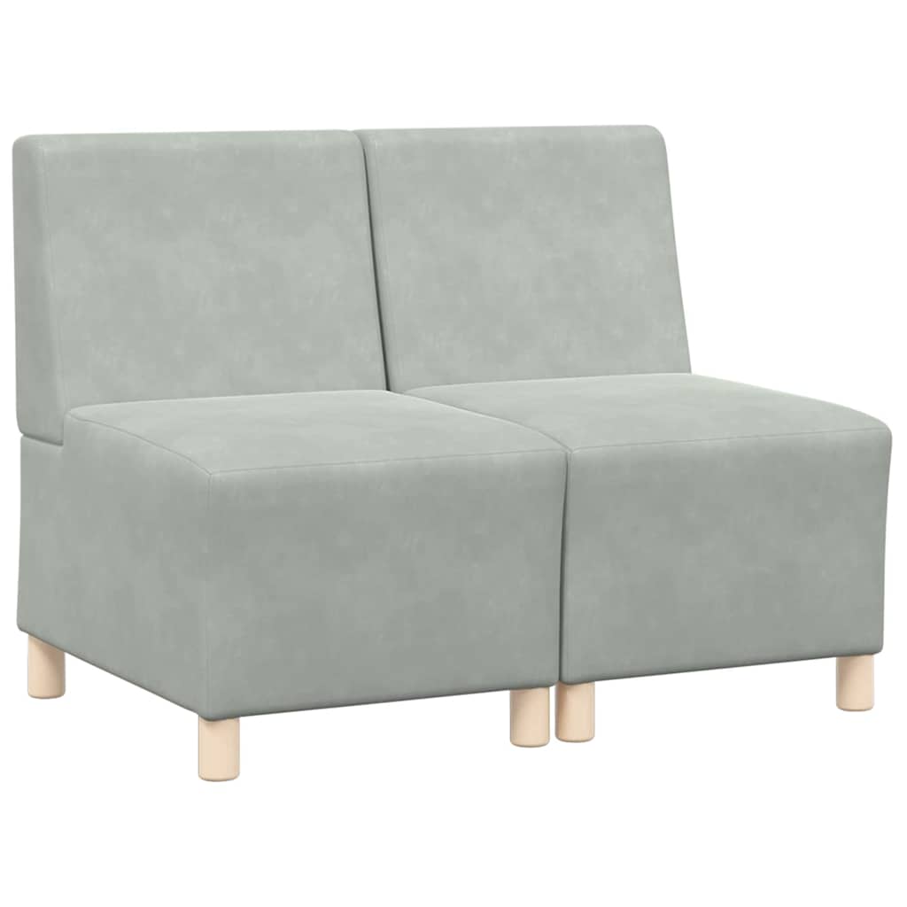 vidaXL Μοναδικός Καναπές χωρίς Χερούλια 2 pcs Ανοιχτό γκρι