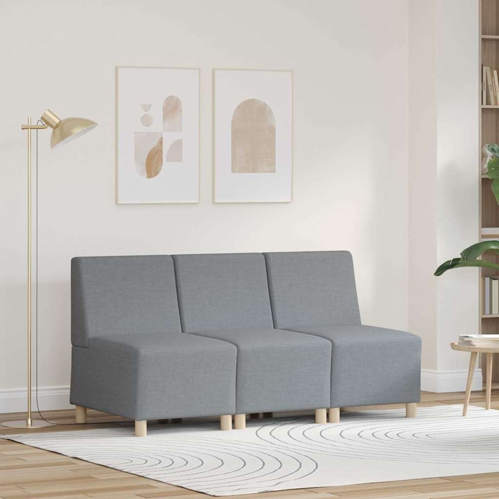 vidaXL Μοναδικός Καναπές χωρίς Χερούλια 3 pcs Ανοιχτό γκρι