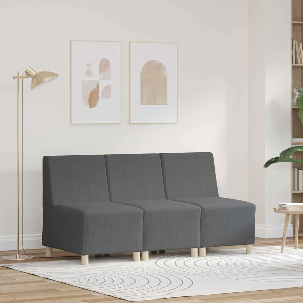 vidaXL Μοναδικός Καναπές χωρίς Χερούλια 3 pcs Σκούρο Γκρι