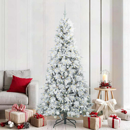 vidaXL Τεχνητό Χριστουγεννιάτικο Δέντρο με Άξονα με βάση Λευκό 210 cm