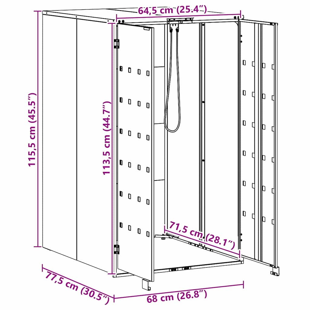 vidaXL Αποθήκευση Κάδου με Καπάκι Αερίου για Κάδο 240L Ασημί