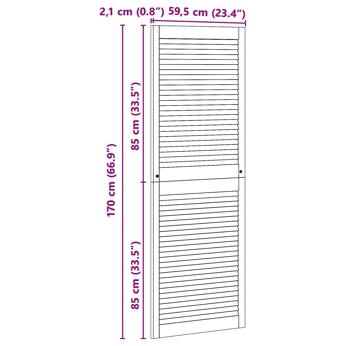 vidaXL Πόρτα Ντουλάπας με πόρτα 2 τεμ. Φυσικό 170 x 2,1 x 59,5 cm