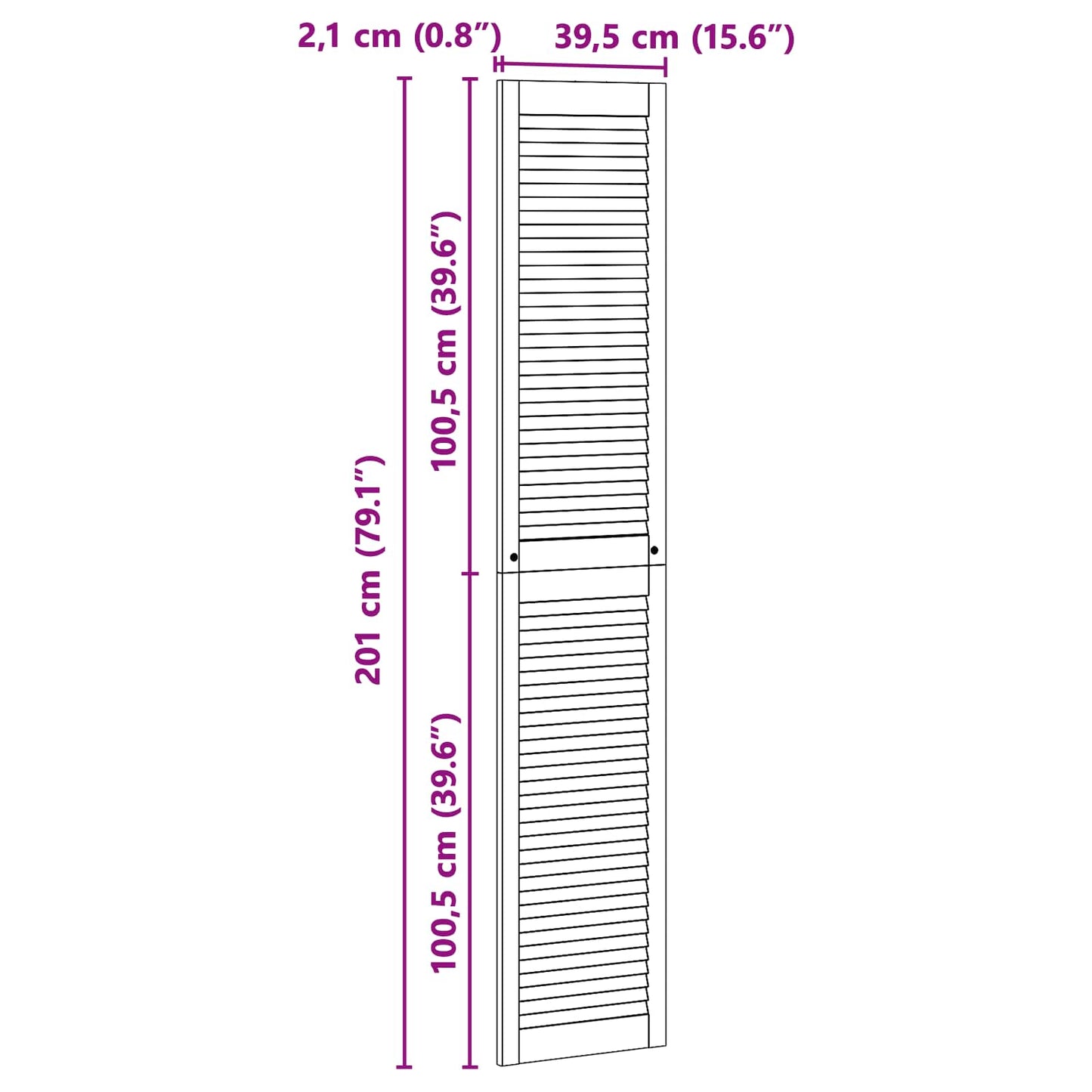 vidaXL Πόρτα Ντουλάπας με πόρτα 2 τεμ. Φυσικό 201 x 39,5 εκ