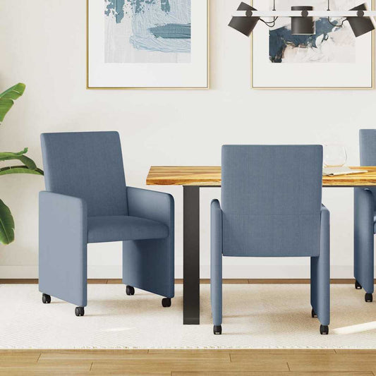 vidaXL Καρέκλες Φαγητού με Ρόδες 2 pcs Μπλε 57 x 66 x 94 εκ Βελούδο