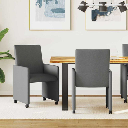 vidaXL Καρέκλες Φαγητού με Ρόδες 2 pcs Σκούρο γκρι 57 x 66 x 94 εκ