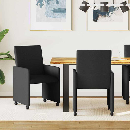 vidaXL Καρέκλες Φαγητού με Ρόδες 2 pcs Μαύρο 57 x 66 x 94 εκ ύφασμα