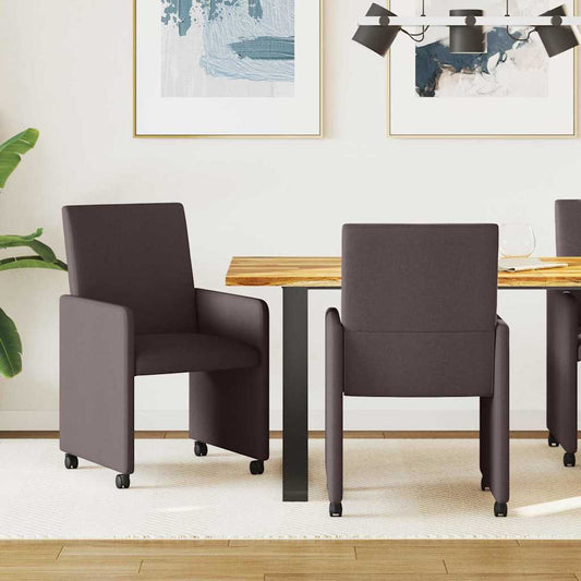 vidaXL Καρέκλες Φαγητού με Ρόδες 2 pcs Σκούρο Καφέ 57 x 66 x 94 εκ