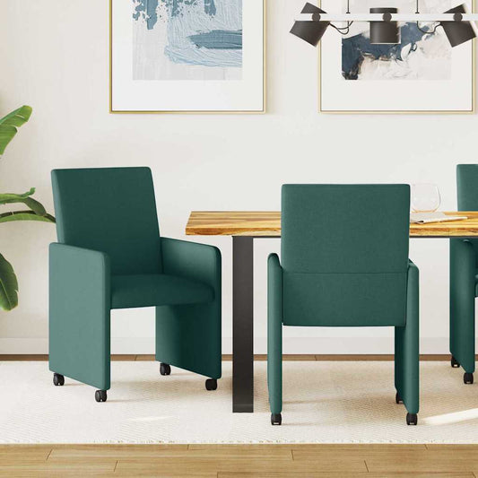 vidaXL Καρέκλες Φαγητού με Ρόδες 2 pcs Σκούρο πράσινο 57 x 66 x 94 εκ