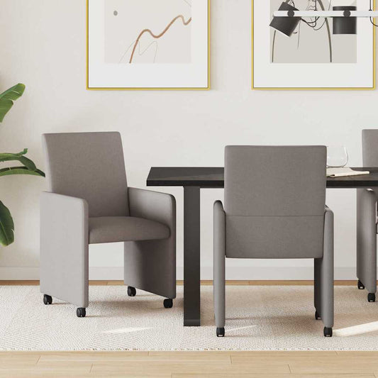 vidaXL Καρέκλες Φαγητού με Ρόδες 2 pcs Taupe 57 x 66 x 94 εκ ύφασμα