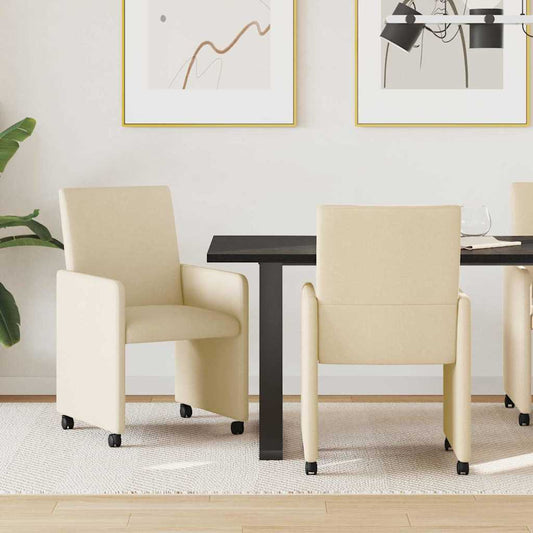 vidaXL Καρέκλες Φαγητού με Ρόδες 2 pcs Κρεμ 57 x 66 x 94 εκ ύφασμα