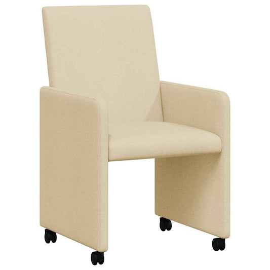 vidaXL Καρέκλες Φαγητού με Ρόδες 2 pcs Κρεμ 57 x 66 x 94 εκ ύφασμα