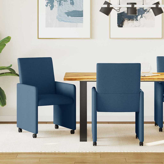 vidaXL Καρέκλες Φαγητού με Ρόδες 2 pcs Μπλε 57 x 66 x 94 εκ ύφασμα