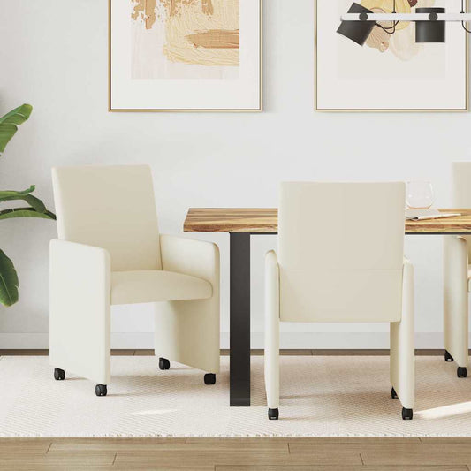 vidaXL Καρέκλες Φαγητού με Ρόδες με τροχούς 2 pcs Κρεμ 57 x 66 x 94 εκ