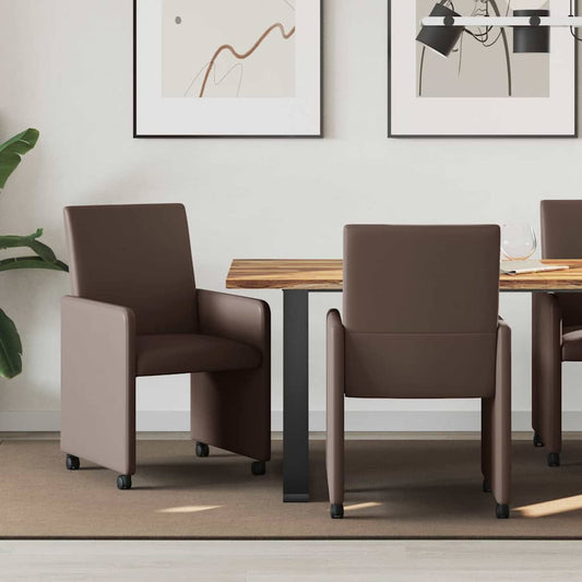 vidaXL Καρέκλες Φαγητού με Ρόδες με τροχούς 2 pcs Καφέ 57 x 66 x 94 εκ