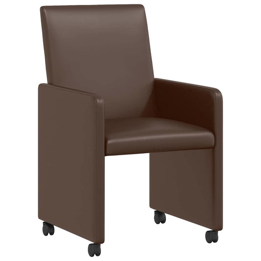 vidaXL Καρέκλες Φαγητού με Ρόδες με τροχούς 2 pcs Καφέ 57 x 66 x 94 εκ