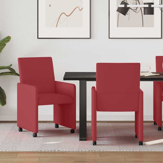 vidaXL Καρέκλες Φαγητού με Ρόδες 2 pcs Μπορντό 57 x 66 x 94 εκ