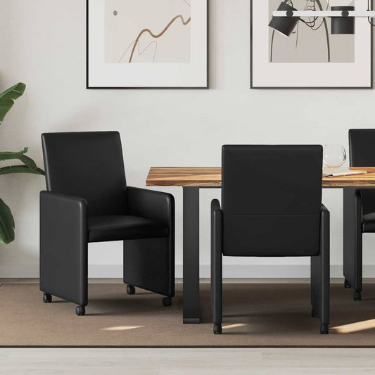 vidaXL Καρέκλες Φαγητού με Ρόδες 2 pcs Μαύρο 57 x 66 x 94 εκ