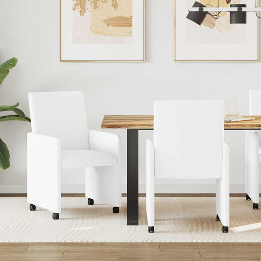 vidaXL Καρέκλες Φαγητού με Ρόδες 2 pcs Λευκό 57 x 66 x 94 εκ