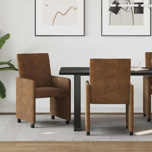 vidaXL Καρέκλες Φαγητού με Ρόδες με τροχούς 2 pcs Καφέ 57 x 66 x 94 εκ