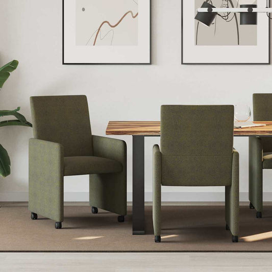 vidaXL Καρέκλες Φαγητού με Ρόδες με τροχούς 2 pcs Στρατιωτικό πράσινο