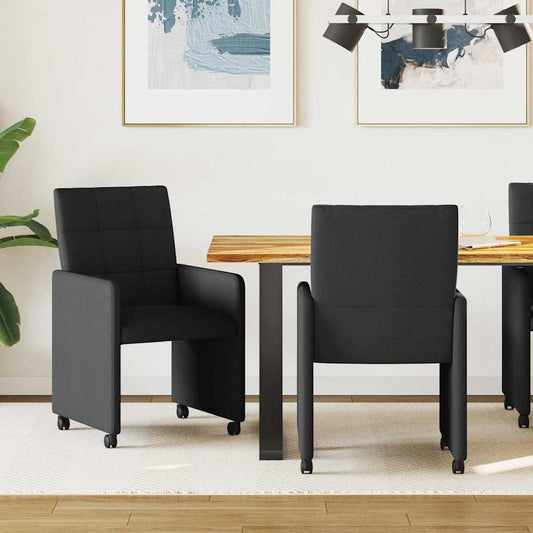 vidaXL Καρέκλες Φαγητού με Ρόδες 2 pcs Μαύρο 58 x 65 x 94 εκ ύφασμα