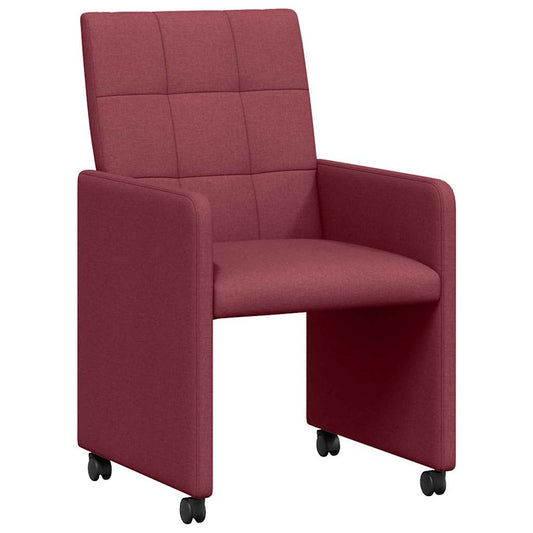 vidaXL Καρέκλες Φαγητού με Ρόδες 2 pcs Μπορντό 58 x 65 x 94 εκ ύφασμα