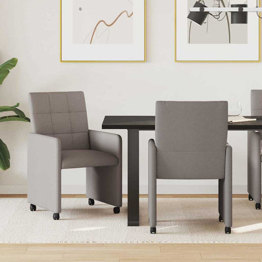 vidaXL Καρέκλες Φαγητού με Ρόδες 2 pcs Taupe 58 x 65 x 94 εκ ύφασμα
