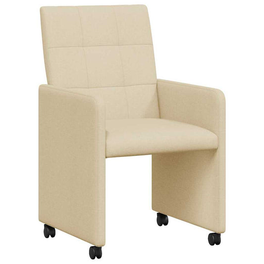 vidaXL Καρέκλες Φαγητού με Ρόδες 2 pcs Κρεμ 58 x 65 x 94 εκ ύφασμα