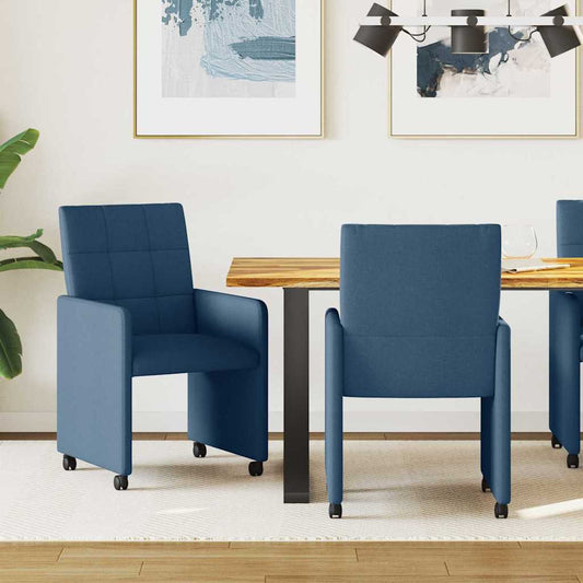 vidaXL Καρέκλες Φαγητού με Ρόδες 2 pcs Μπλε 58 x 65 x 94 εκ ύφασμα