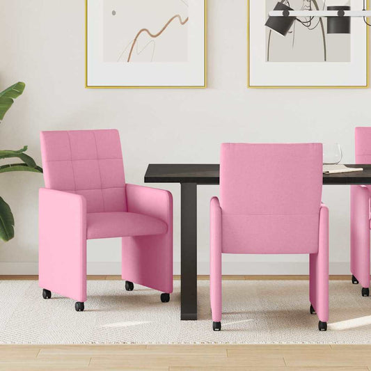 vidaXL Καρέκλες Φαγητού με Ρόδες 2 pcs Ροζ 58 x 65 x 94 εκ ύφασμα