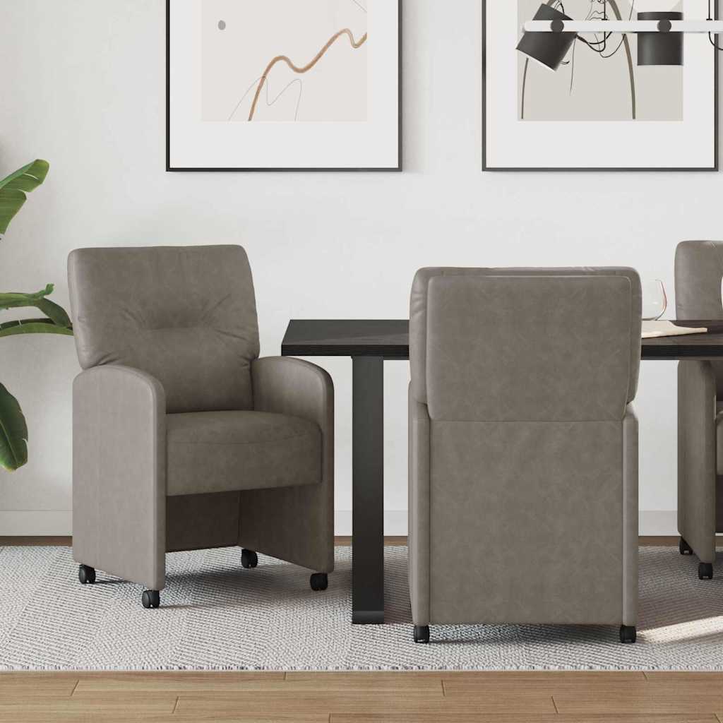 vidaXL Καρέκλες φαγητού 2 pcs Γκρι 57 x 67 x 95 εκ Τεχνητό δέρμα