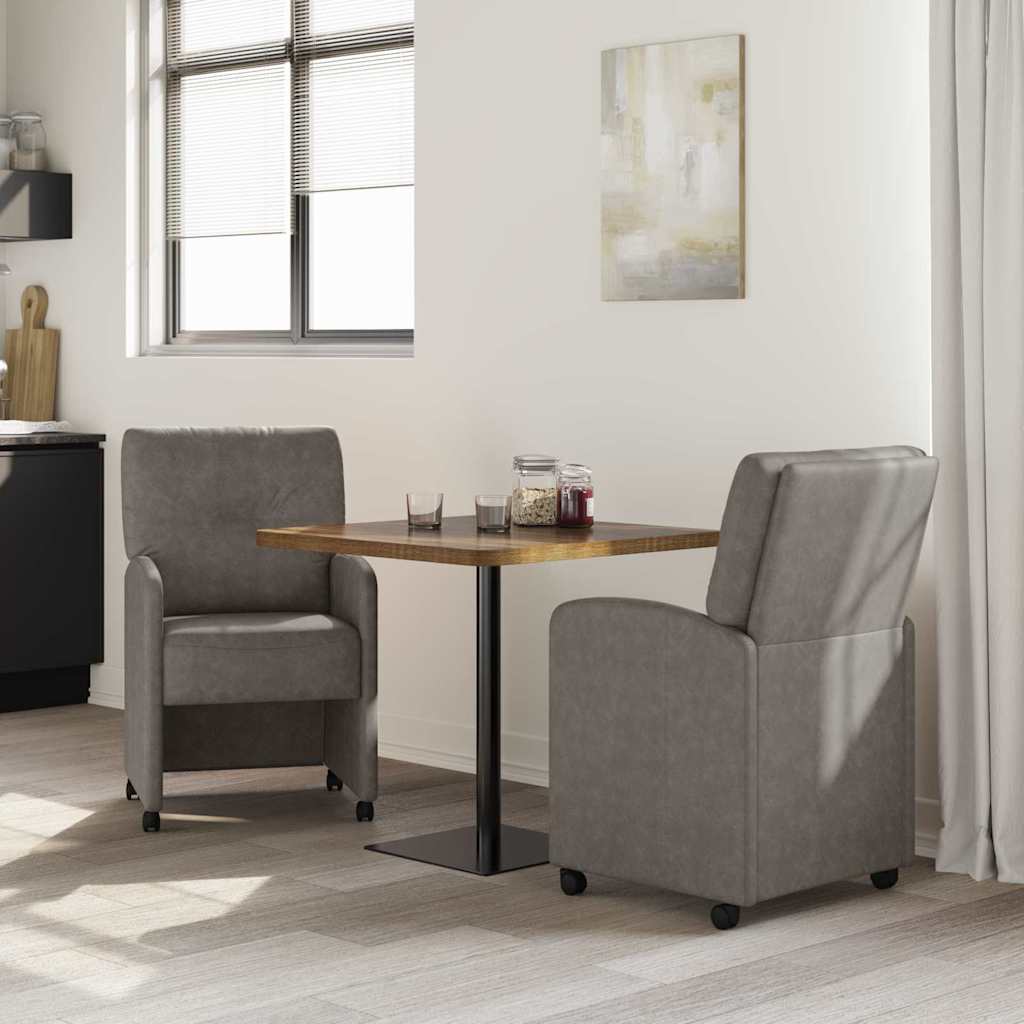 vidaXL Καρέκλες φαγητού 2 pcs Γκρι 57 x 67 x 95 εκ Τεχνητό δέρμα